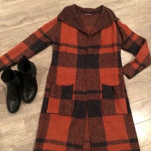 Sweater jacket, duster length, size m.